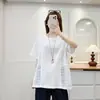 Especial2026 Tallas Grandes para Mujer Verano Nuevo Diseño Corte Tridimensional Huecos Patchwork Camiseta de Manga Corta 0687