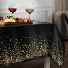 Toalha de Mesa Ponto Dourado Branco Descartável Plástico Pe 0,02mm Impermeável Decoração de Festa Suprimentos Fábrica Atacado