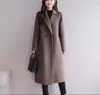 Nuevo Abrigo de Lana Largo Medio de Dragón y Fénix Otoño e Invierno 2026 Corte Delgado que Disimula el Vientre Casual Elegante Abrigo de Lana para Mujer