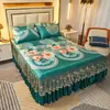 Esterilla de Verano, Esterilla de Seda de Hielo, Faldón de Cama, Juego de Tres Piezas, Esterilla Doble para el Hogar, Esterilla Lavable a Máquina para el Verano con Aire Acondicionado, Esterilla Suave, Cubre Cama