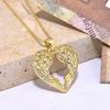 Colgante de alas de ángel en forma de corazón con incrustaciones de cobre y circonita de moda europea y americana, joyería con colgante de estrella en forma de corazón de melocotón para mujer