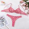 AliExpress cross-border fornecimento sexy onda ponto sutiã tanga sexy roupa interior terno ultra-fino perspectiva seios grandes mostram pequeno