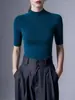 Camiseta Interior de una Pieza sin Costuras para Mujer con Cuello Semi Alto y Mangas de Longitud Media, Nuevo Estilo de Punto Primavera/Otoño, Top Versátil de Temperamento