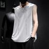 Camiseta sem Mangas Masculina de Seda Gelada Respirável para Esportes Fitness Camada Base Ombro Largo Treinamento Secagem Rápida no Ombro