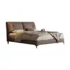 Cama Doble Elegante de Gama Alta Minimalista Italiana de Cuero 1.8m Cama Individual 1.5m Cama de Boda Sencilla Moderna