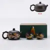 Tetera Morada de Arcilla Xishi de 500 ml Que Cambia de Color al Calentarse, con Diseños de Dragón y Fénix, Adecuada para Té Kung Fu, Regalo de Taza de Té, Morado que Cambia de Color