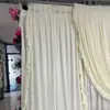 Cortina de Gasa de Seda de Leche para Boda Transfronteriza con Bordes Fruncidos y Adorno de Hoja de Loto, Tejido Decorativo de Encaje para Fondo de Escenario de Boda de Nicho