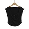 Cl2570-25 Nuevo Estilo de Verano Estilo Europeo y Americano Sexy Pura Pasión Manga Corta Cuello Ancho Botón Ajustado Corto Camiseta