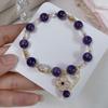 Pulsera de Hierba de la Suerte Exquisita de Lujo Ligero Color Amatista Pulsera de Cristal de Cabello Regalo de Vacaciones Cumpleaños Elegante Pulsera para Mejor Amiga