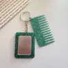 Nuevo Llavero Peine Rectangular con Purpurina, Aspecto de Alta Gama, Accesorio para Bolso, Mini Peine, Espejo, DIY, Transfronterizo
