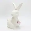 Coelho da Páscoa Flor Amassada à Mão Decoração de Cerâmica Enfeites Simples Casa Sala de Estar Mesa Enfeites de Coelho de Cerâmica