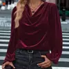 2025 Nuevo Otoño e Invierno Ropa de Mujer Transfronteriza Amazon Wish Europeo y Americano Terciopelo Coreano Cuello de Pelo Tops de Manga Larga para Mujer