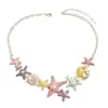 Collar de Estrellas de Mar y Conchas Coloridas de Dopamina de Verano para Mujer, Collar Estilo Vacaciones en la Playa para Sesión de Fotos, Cadena Elegante de Clavícula de Lujo Ligero