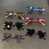Triángulo Metálico Sin Marco Flor Cruz Bordeador Accesorios de Espejo Diamante Protección UV Gafas de Sol para Niños Gafas de Sol