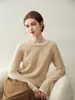 26 Novidades Outono/Inverno 100% Caxemira Suéter de Tricô Gola Redonda, Manga Longa, Macio e Solto, Color-Block, Camisa Base Falsa de Duas Peças para Mulheres