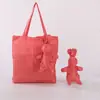 Tela Impermeable a Cuadros Oso Bolsa Tote de Almacenamiento para Compras en Supermercado Bolsa de Compras Plegable Bolsa de Almacenamiento Venta al por Mayor