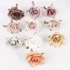 Cabeza de flor de rosa artificial vintage desgastada tela flor de seda materiales para accesorios de pasador de pelo DIY decoración de escena de boda