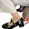 Elegantes zapatos Mary Jane plateados de corte bajo con correa de lazo para mujer, nuevo estilo primavera 2026, zapatos de tacón grueso de una sola pieza, zapatos pequeños de piel