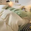 Set de Cuatro Piezas con Textura de Waffle Agradable al Tacto, Set de Tres Piezas de Espuma Prensada, Jacquard de Color Sólido y Bloques de Color de Algodón Lavado, Venta al por Mayor para Fabricantes de Dormitorios y Alojamientos