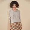 Suéter com Capuz Redutor de Idade Suéter de Malha de Caxemira para Mulheres Outono e Inverno Casual Solto Manga Longa Roupa Externa Camisa Base de Malha