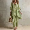 Moda Femenina Europea y Americana Nueva de Verano 2026: Conjunto de Ropa de Trabajo Elegante y Casual, Atuendo Rayado Elegante para el Día a Día
