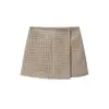 Venta al por mayor de ropa para mujer estilo europeo y americano transfronteriza INS, conjunto de chaqueta retro de cuadros ajustada estilo commuter y minifalda de cintura alta