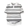 2026 Nueva Camisa Polo de Manga Corta para Hombre Verano Clásica Rayada Transpirable Ajuste Delgado Tejido Fino Camiseta para Negocios Casual