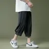 Pantalones Cortos Frescos de Seda de Hielo para Hombre, Pantalones Cortos de Verano Delgados por Encima de la Rodilla, Pantalones Cortos Deportivos Holgados, Marca de Moda Talla Grande