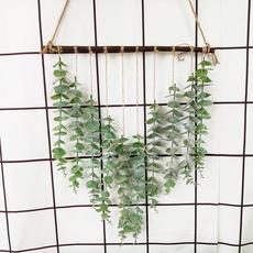 Venta caliente transfronteriza de simulación de planta verde, hoja de eucalipto artificial, hoja de eucalipto colgante, placa de bienvenida, adornos colgantes de pared