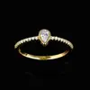 Plata Esterlina S925 Lujo Accesible Diseño Geométrico Anillo Dorado para Mujer Anillo de Moissanita con Forma de Gota Accesorios de Boda Joyería de Mano