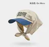 Gorro Turbante con Bordado de Letras Bloque de Color, Estilo Primavera y Verano, Gorra de Béisbol Dulce con Lazo, Gorro Coreano para Protección Solar en Viajes al Aire Libre
