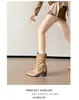 Botas Apiladas Plisadas de Chica Caliente para Mujer 2026 Primavera/Verano/Invierno Nuevas Botines Vintage de Tacón Alto Tacón Grueso Botas Vaqueras