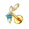 Pendientes de Aleación de Titanio F136 Incrustados con Circonio Marquise Hilo Externo Clavos para Hueso de la Oreja Clavos para Labio Joyería para Piercing Corporal de Titanio G23 Cabeza