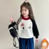 Moletons de Outono e Inverno para Meninas 2025 Novo Bebê Menina Inverno Gola Redonda Pulôver Tops Roupas de Inverno para Crianças