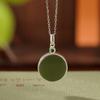 Yilu plata S925 plata esterlina chapado en oro jade Hetian jade redondo Seguridad Alegría colgante simple elegante colgante para combinar con todo
