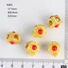 Bola hueca de aleación dorada mate con incrustaciones de gemas de puntos rojos y azules, bola de diamante con puntos de plata antigua, accesorios para jugar con texto DIY