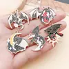 Aleación de Zinc Estilo Oscuro Colgante de Dragón con Goteo de Aceite Encanto de Estrella y Luna Pterodáctilo Accesorios para Joyería de Aretes y Llaveros Hechos a Mano DIY