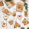 24 Peças Decoração de Árvore de Natal Decorações de Pão de Gengibre Fofo Homem de Gengibre de Madeira de Natal Decoração de Rato Decoração de Natal