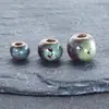 Cuentas de cerámica con agujero grande material para joyería DIY accesorios para pulseras cuentas sueltas redondas arcilla cerámica cuentas de cerámica de concubina imperial accesorios hechos a mano