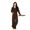 Conjunto de dos piezas de punto para otoño e invierno estilo coreano con pantalones de pierna ancha y fluidos - un conjunto nuevo, elegante, suave y cómodo para mujer