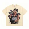 Camiseta de Manga Corta Pesada Estilo Callejero Americano de Moda Estampado Retro de Baloncesto Transfronterizo Stewell Iverson