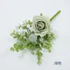 Flores de Rosa Artificiales para Decoración de Escena de Boda, Flores Atadas a Mano Isla de Rosas, Pequeños Ramilletes de Eucalipto, Ramos Perfumados, Flores Artificiales