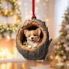 Decoraciones Navideñas de Cachorro Búho Nuevo Transfronterizas Colgante para Árbol de Navidad Impresión Plana 2D Colgante Pequeño de Acrílico