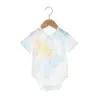 Macacão Triângulo para Bebê Engatinhar Respirável Proteção Barriga Bebê Algodão Puro Manga Curta Macacão Recém-Nascido Fino Camada Dupla Verão