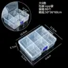 Caja de almacenamiento de escritorio de plástico con rejilla, 10, 15 y 24 botones transparentes, para accesorios de pesca, joyería y cosméticos.
