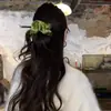 Romance Primaveral~ Goma para el Cabello de Satén Color Aguacate, Cuerda para Coleta Estilo Bosque Fresco, Goma para Moño, Herramienta de Peinado