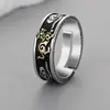 Anillo Pixiu con Patrón de Nube Vintage para Hombre, Estilo Minimalista Moderno y Único, Anillo para Dedo Índice de Plata Tailandesa de Imitación, Anillo Ajustable de Moda y Creativo