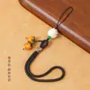 Nuevo Estilo Colgante para Teléfono Móvil Ruyi de Caqui Correa Corta para Muñeca Hombres y Mujeres Llavero con Colgante de Caqui de Vidrio Placa Antiperdida