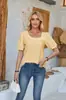 Amazon Comercio Exterior Transfronterizo Europeo y Americano Ropa para Mujer Verano Hombros Descubiertos Manga Corta Camiseta Top de Manga Abullonada Estilo Corto