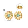 Pendientes de Acero Inoxidable Dorado Retro con Perla y Piedra Ojo de Gato, Pendientes de Flor Plegada Personalizados